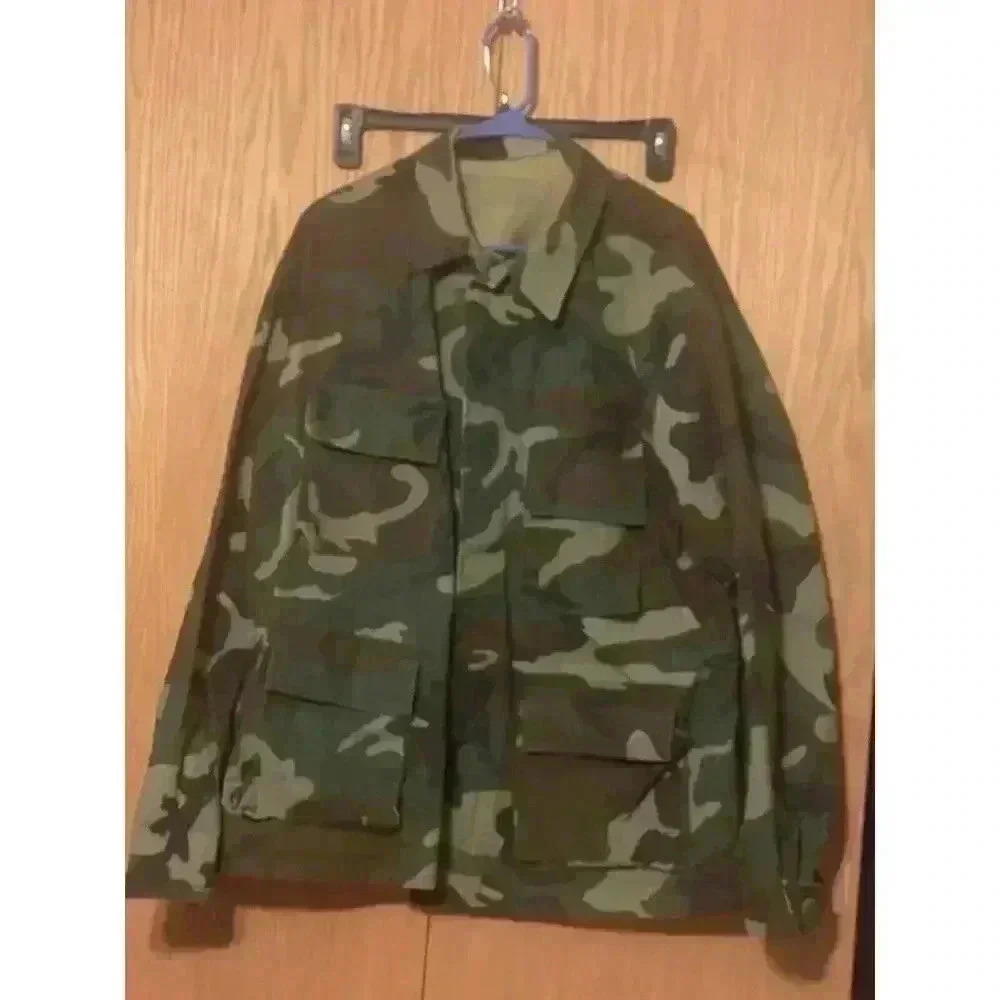 Vintage Large US Army Men's Field Jacket Woodland‎ Camo RN 37572 Made In USA